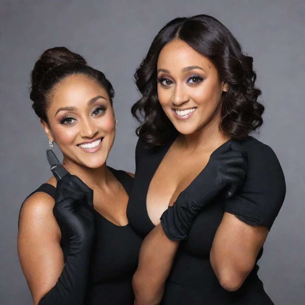 aitrending tia and tamera mowry smiling with black gloves and gun good looking fantastic 1