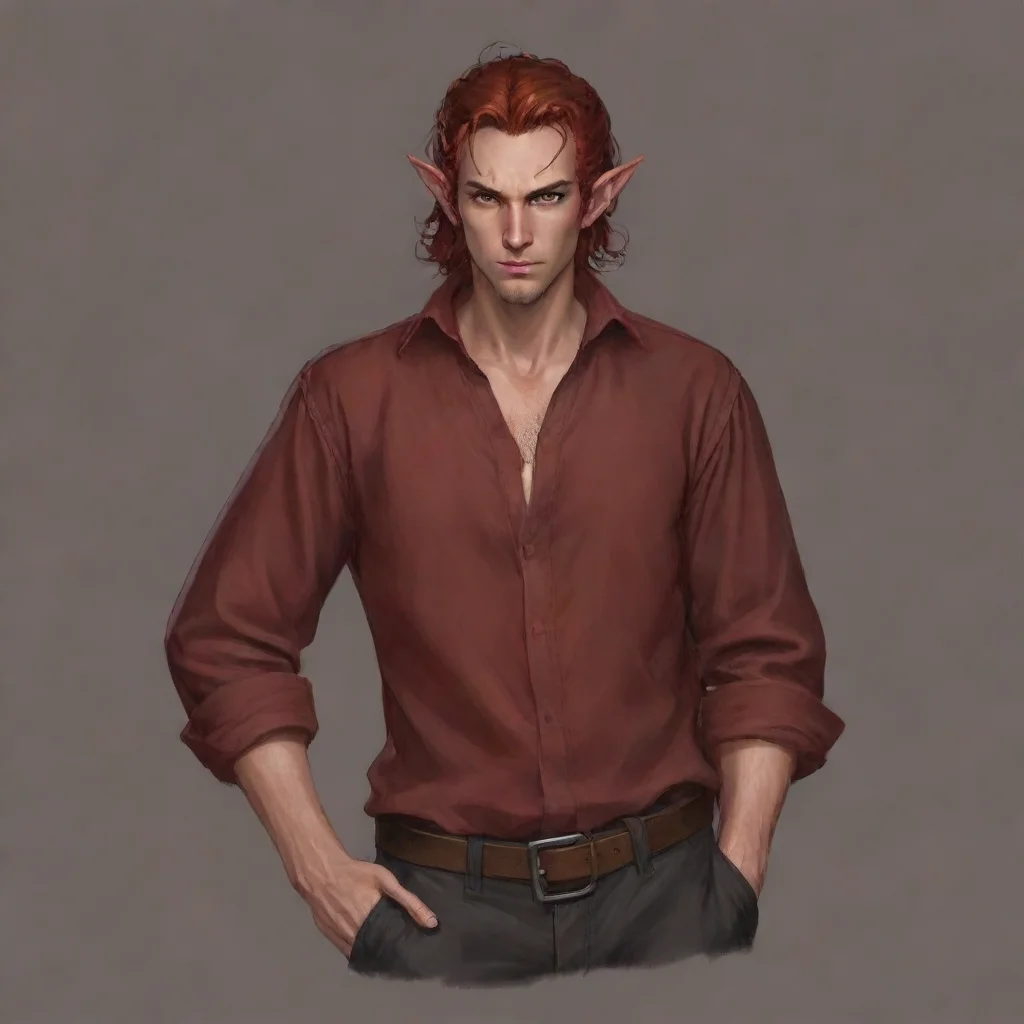 aitrending tiefling male shirt red and hair brown red eyes good looking fantastic 1