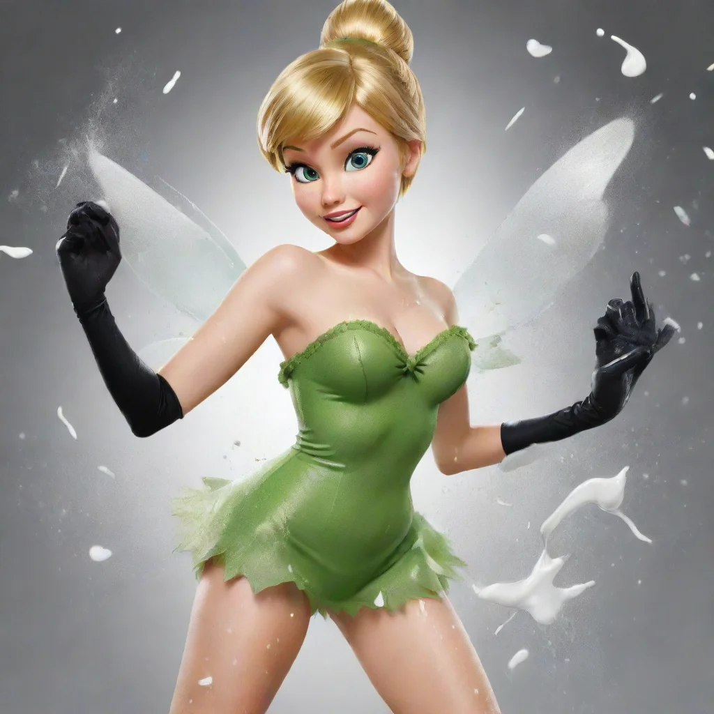 aitrending tinker bell from disney with black gloves and gun and mayonnaise splattered everywhere good looking fantastic 1