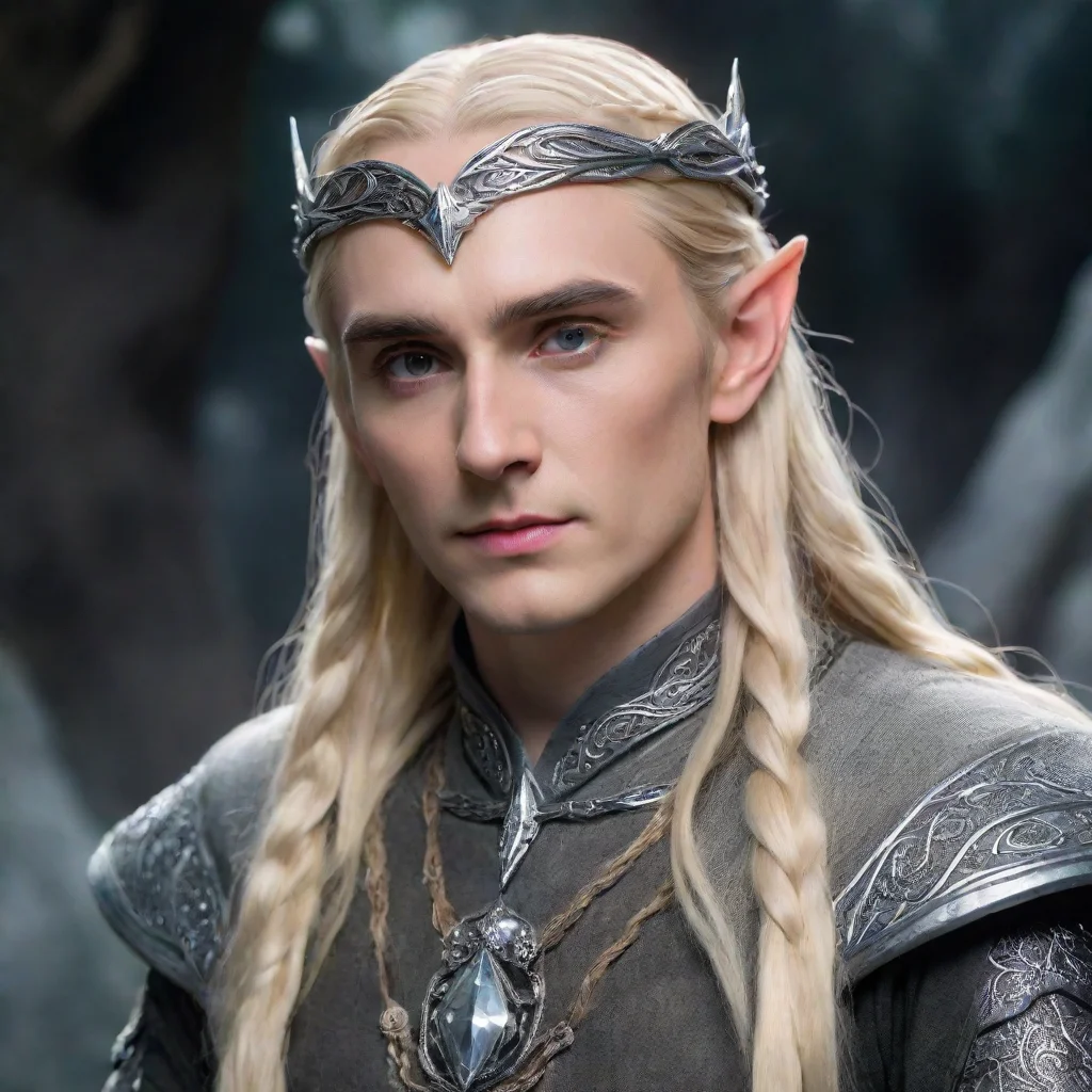 aitrending tolkien king thranduil with blond hair and braids wearing silver elvish circlet with diamonds  good looking fantastic 1