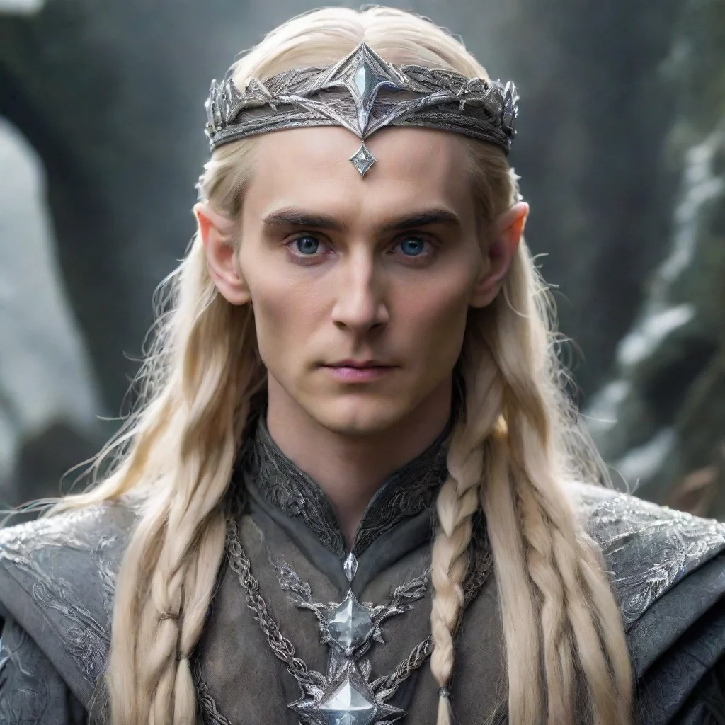 aitrending tolkien king thranduil with blond hair and braids wearing silver silvan elvish circlet encrusted with diamonds with large center diamond  good looking fantastic 1
