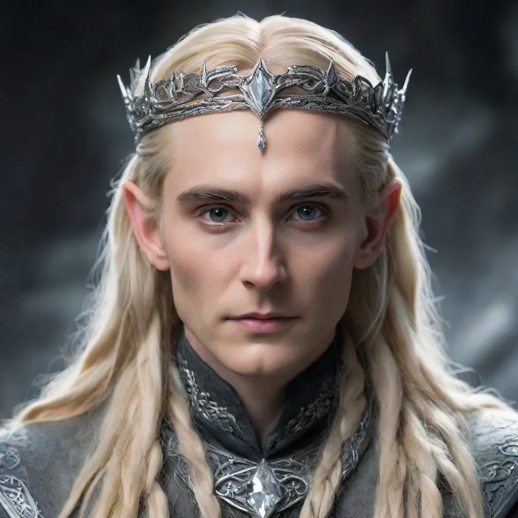 aitrending tolkien king thranduil with blond hair and braids wearing silver twisted serpentine elvish circlet encrusted with diamonds with large center diamond good looking fantastic 1