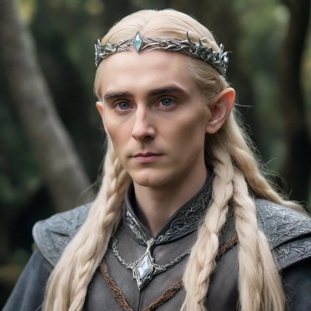 aitrending tolkien king thranduil with blond hair and braids wearing silver twisted serpentine elvish circlet with large center diamond good looking fantastic 1