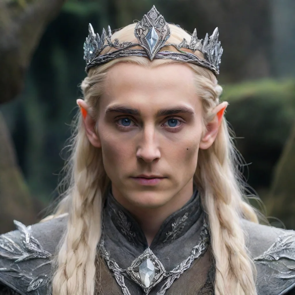 aitrending tolkien king thranduil with blonde hair and braids wearing silver serpentine elvish circlet encrusted with diamonds with large center diamond  good looking fantastic 1