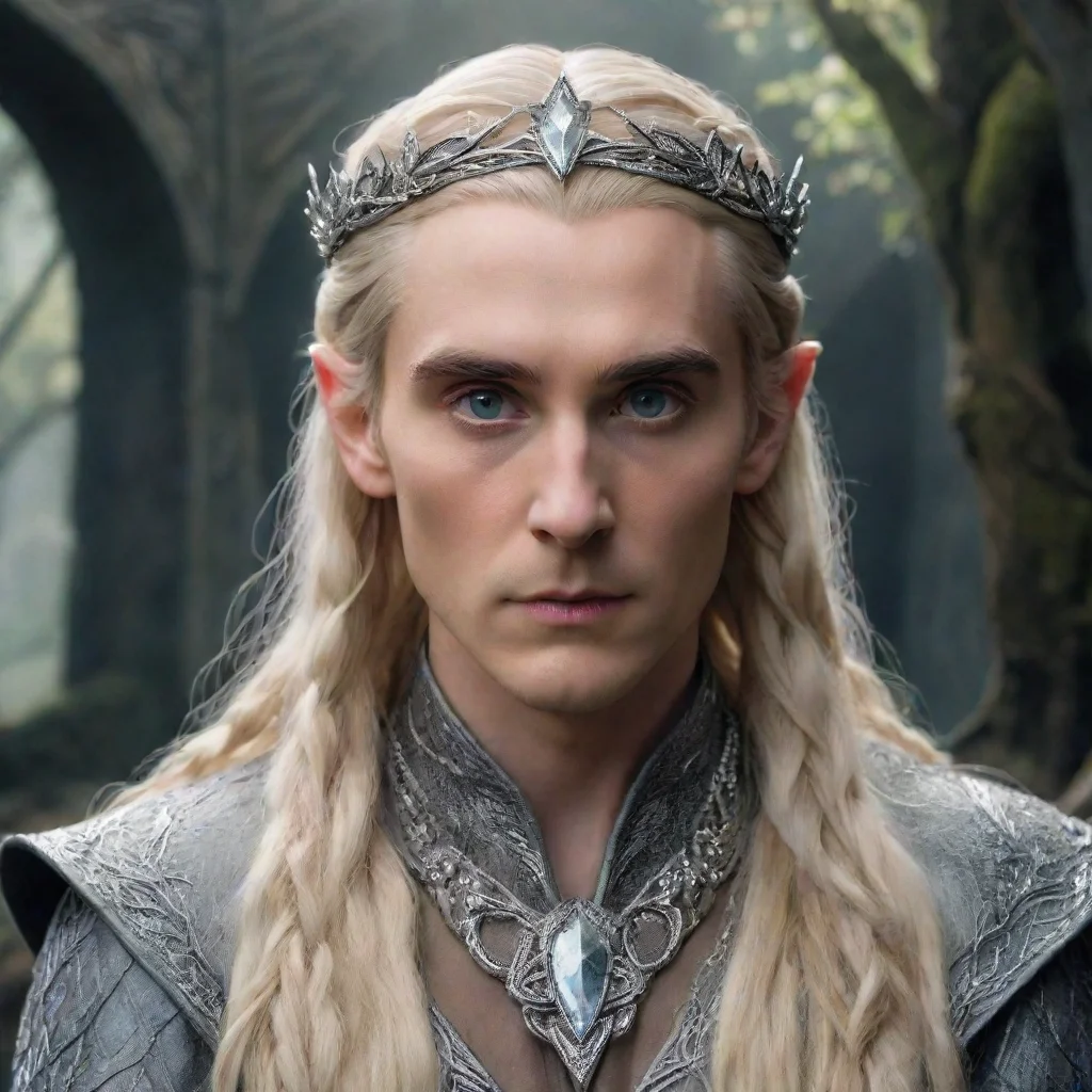 aitrending tolkien king thranduil with blonde hair and braids wearing silver twisted serpentine elvish circlet encrusted with diamonds with large center diamond  good looking fantastic 1