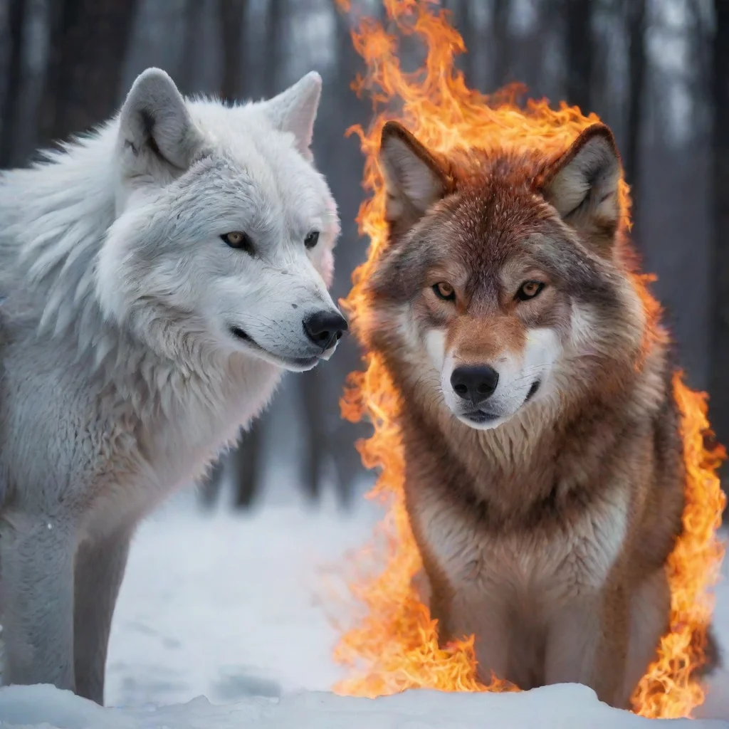 aitrending two wolfs. one is made from ice%2C one is made from fire. good looking fantastic 1
