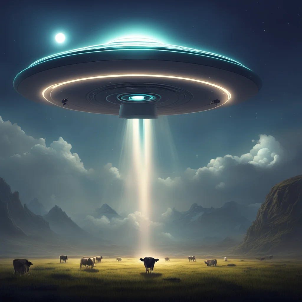 aitrending ufo light beam abduct cow detailed dramatic lighting arstation concept art good looking fantastic 1