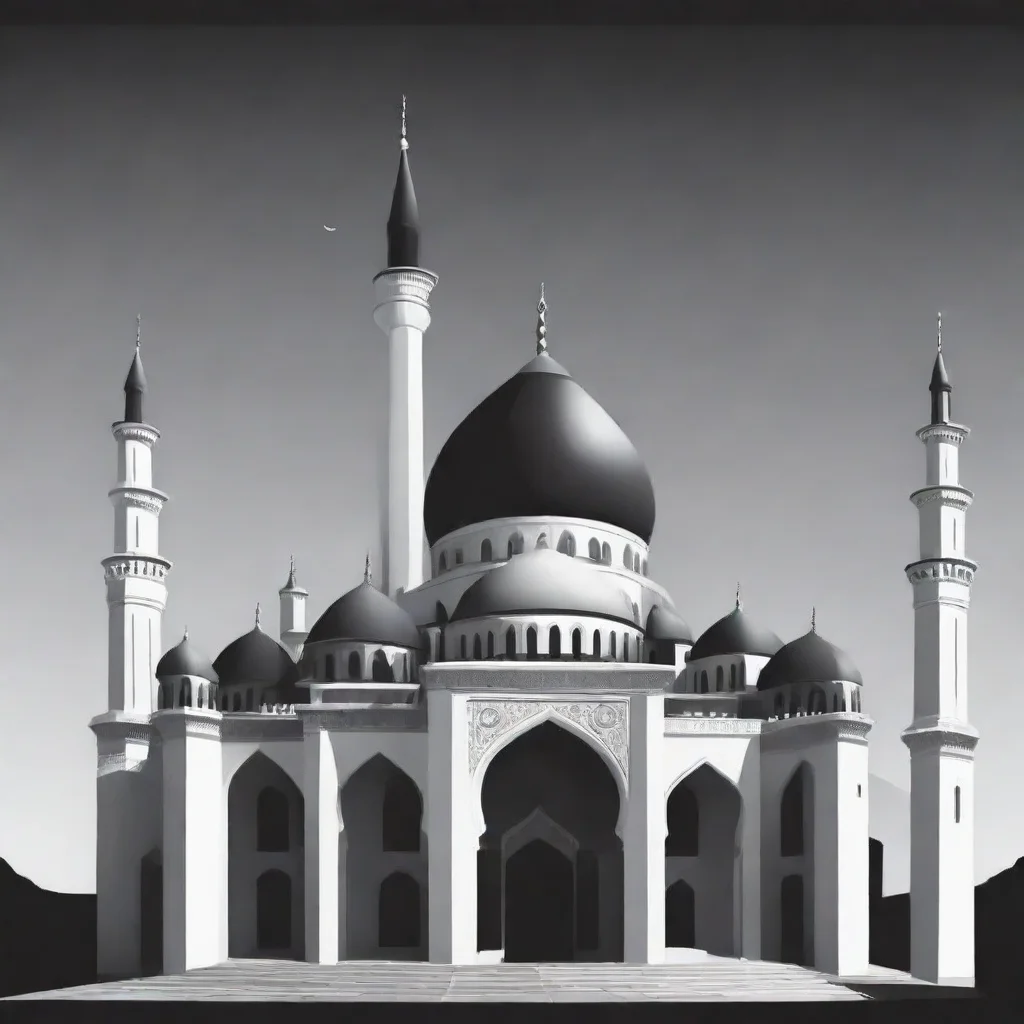 aitrending vector illustration of mosque in black and white color. good looking fantastic 1