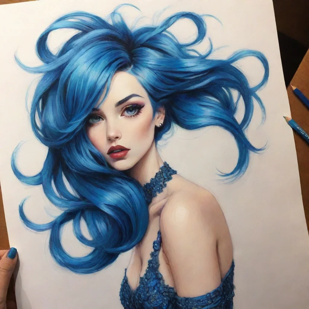 aitrending vogue inspired dramatic pose bluehair girl detailed good looking fantastic 1