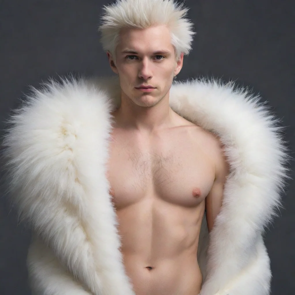 aitrending white fur covered human male good looking fantastic 1