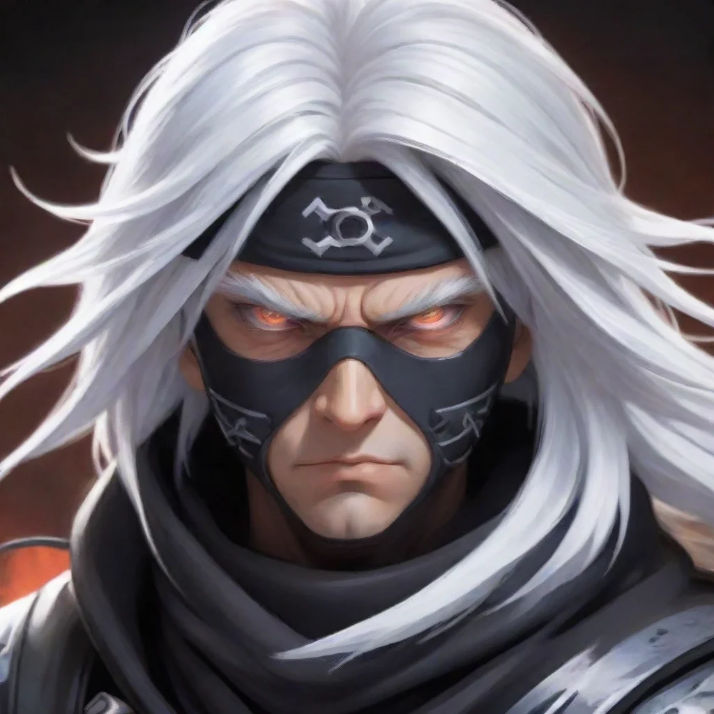 aitrending white haired ninja with white menacing eyes who uses electric techniques good looking fantastic 1