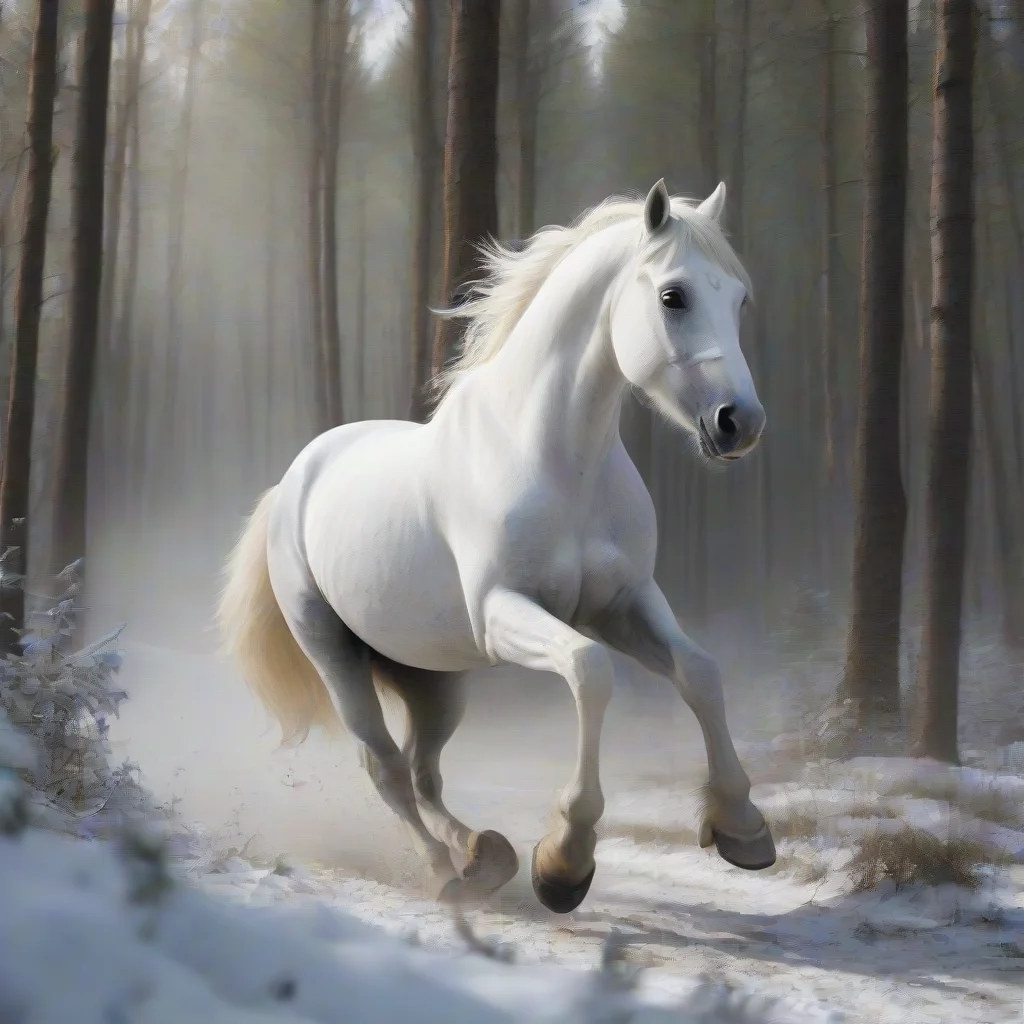 aitrending white horse gallops in forest good looking fantastic 1