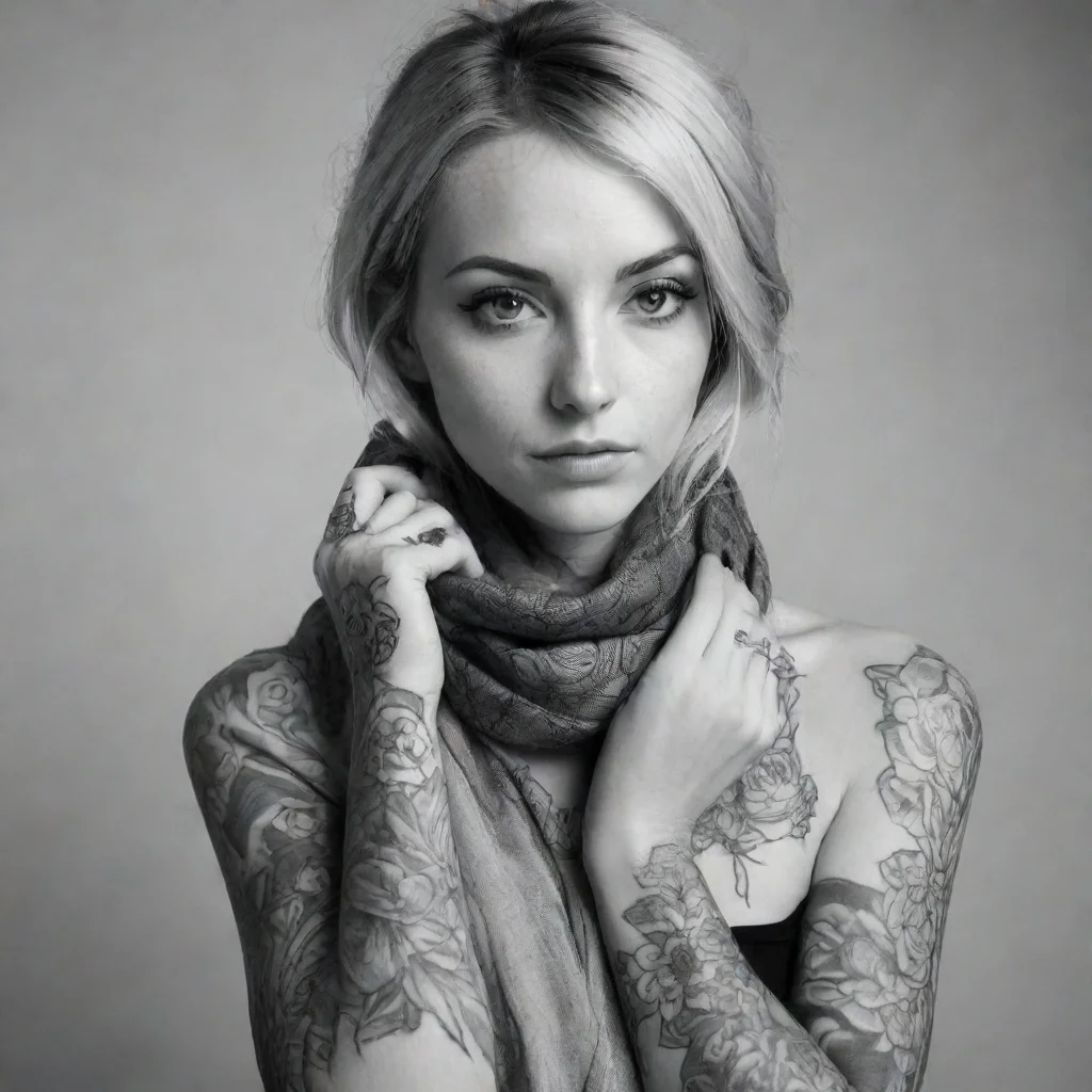 aitrending woman flowers scarf fine line black and white tattoos good looking fantastic 1