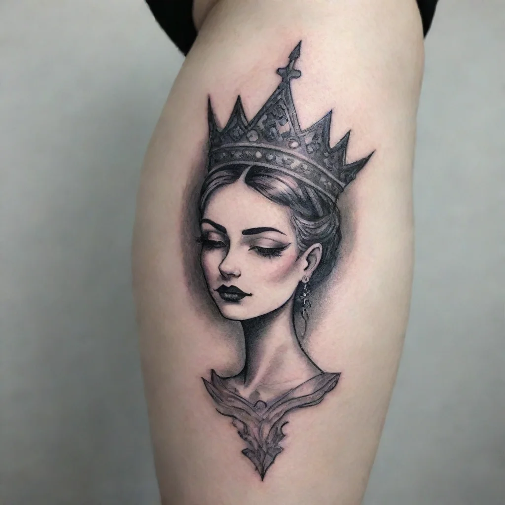 trending woman queen fine line black and white tattoo good looking fantastic 1