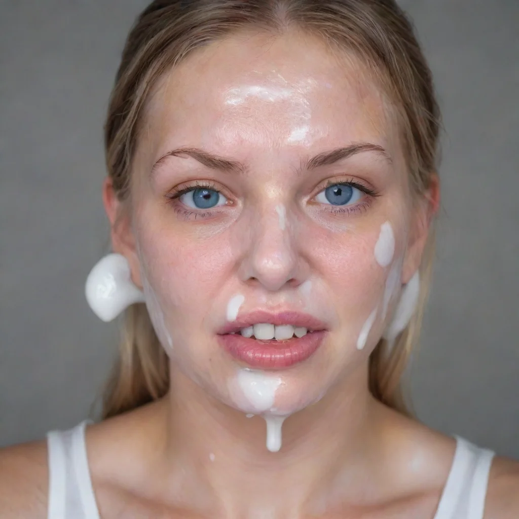 aitrending woman upset to have white slime on her face good looking fantastic 1