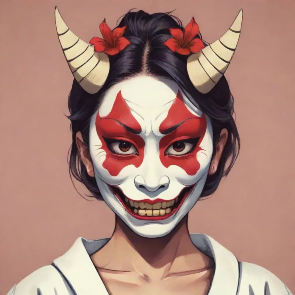 aitrending women with hannya mask colored exposing her face%2C cartoon stile good looking fantastic 1
