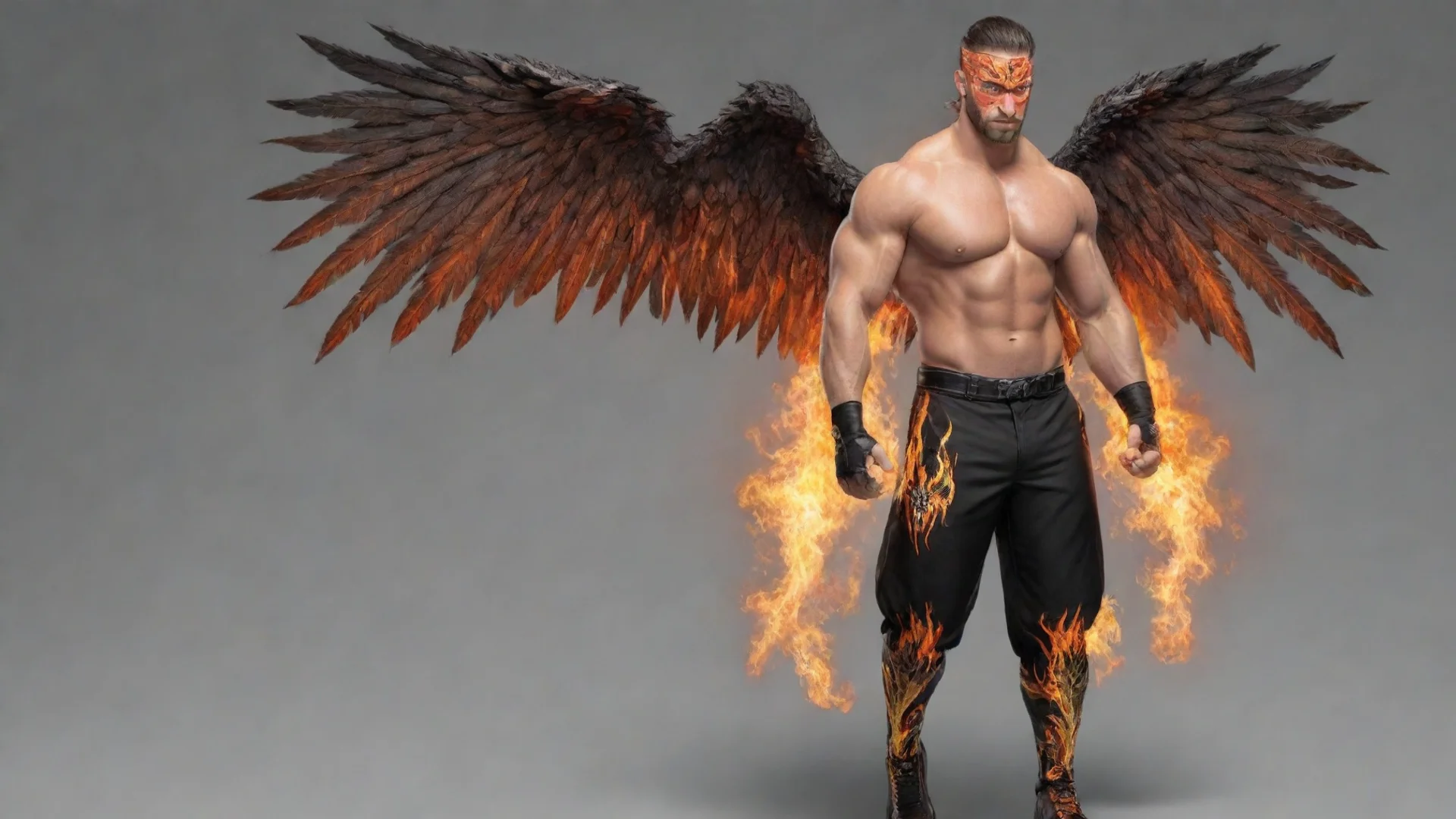 aitrending wwe male attire with fire and wings on the pants good looking fantastic 1 wide