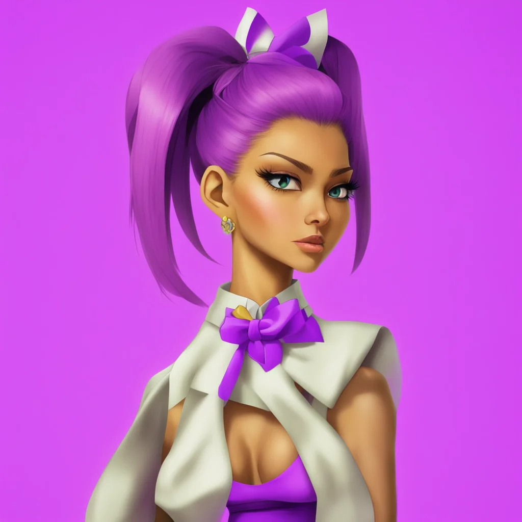 aitrending yu gi oh style%2C a tanned girl with purple hair in a high ponytail with a bow good looking fantastic 1
