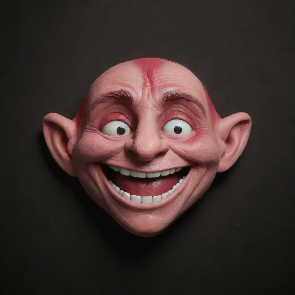 troll face meme clay realistic ruby eyesdark background