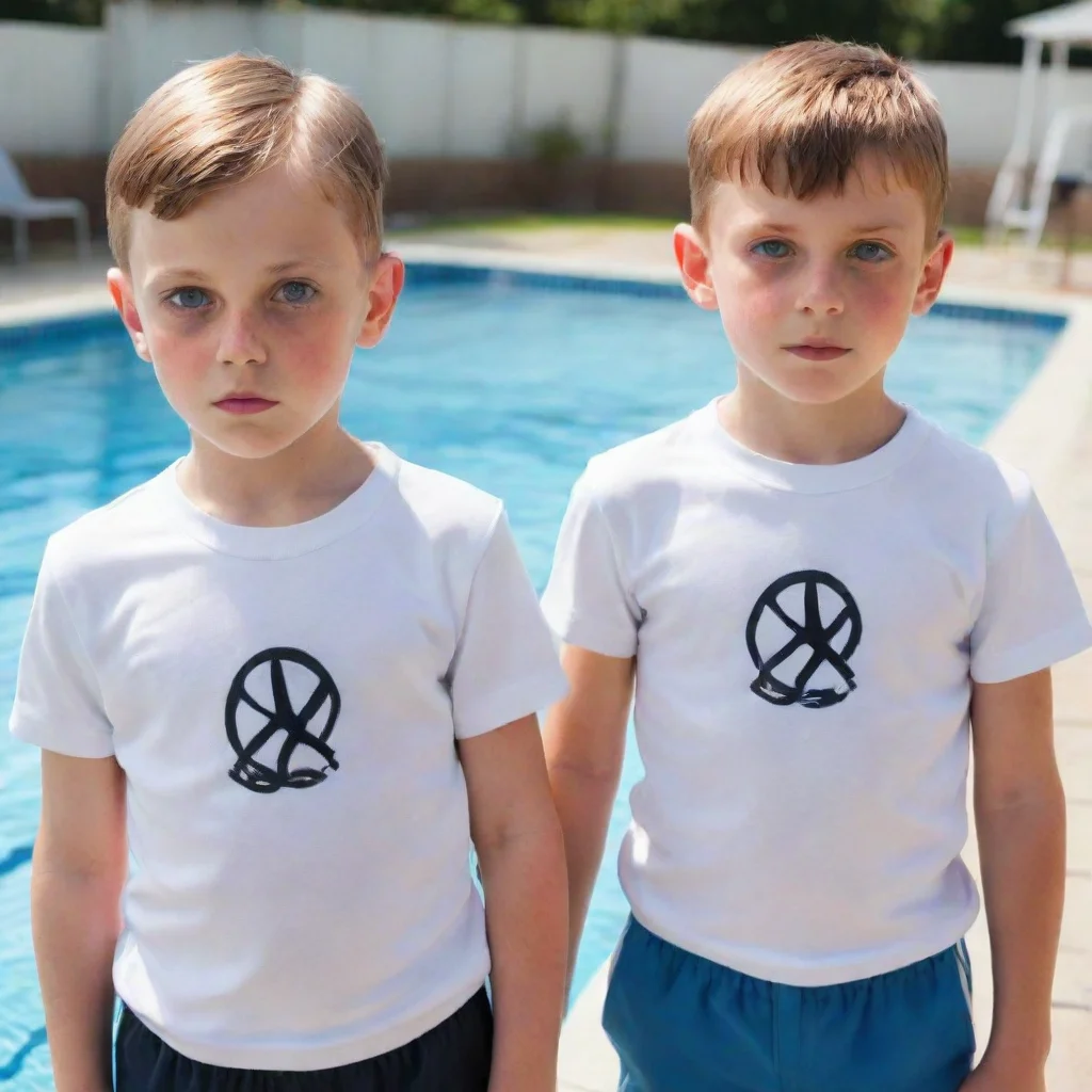 aitwin boys at swimming pool indoctrinated by hydra agents into compliant neo nazi fitness cultist boys with white gym shirts and amber eyes