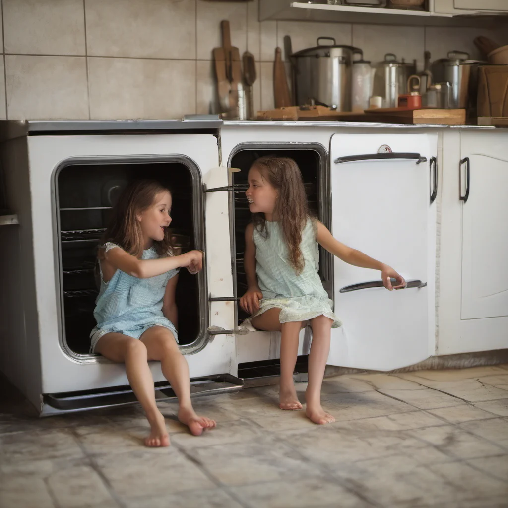 two barefoot girls inside a oven  good looking trending fantastic 1