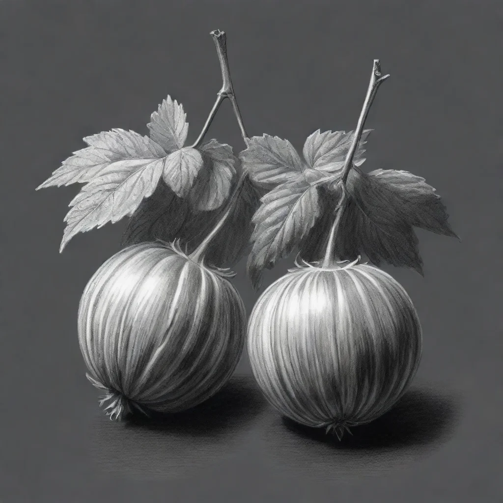 aitwo gooseberries black and white drawing