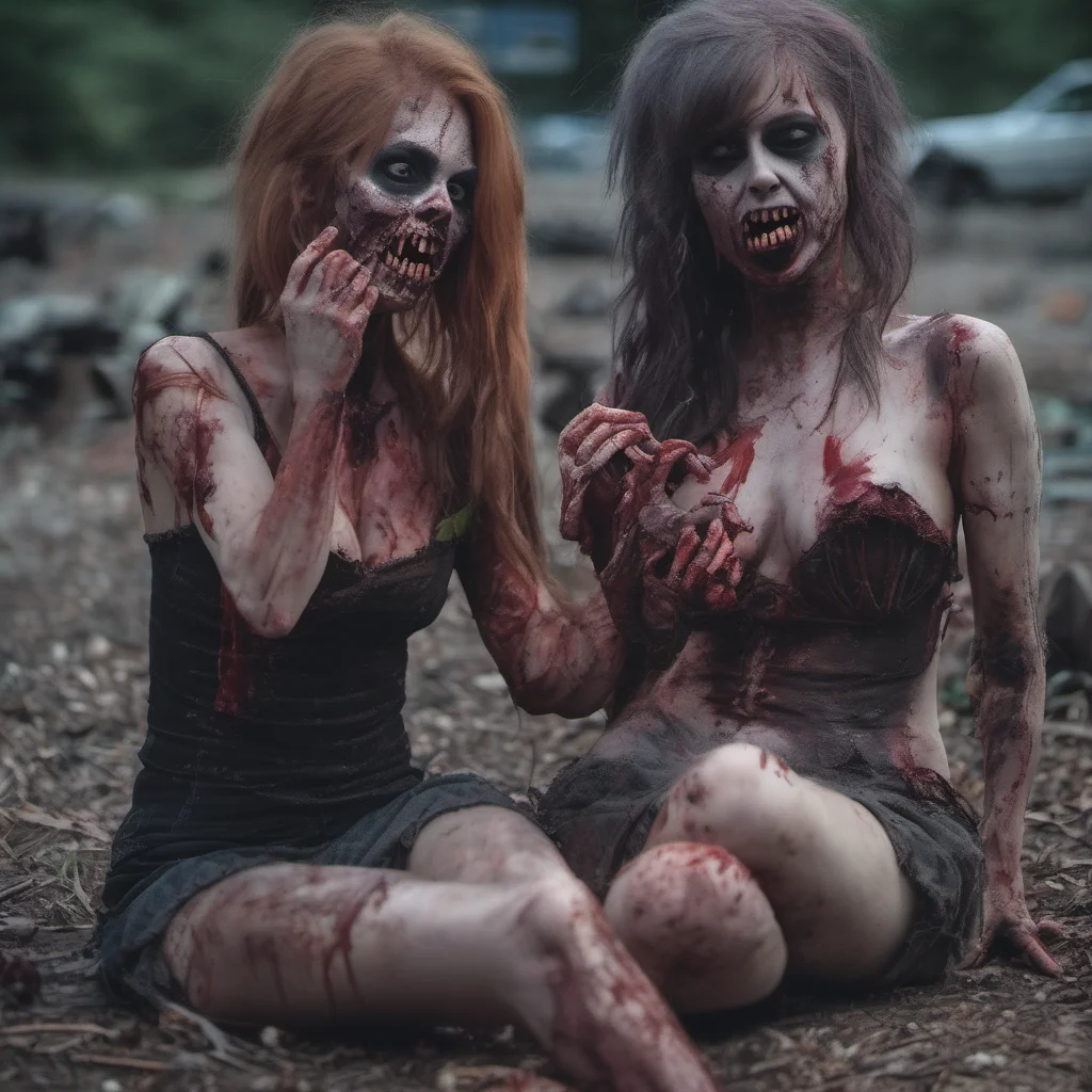 two lesbian zombie girls eating pussy   cinematic horror film style confident engaging wow artstation art 3