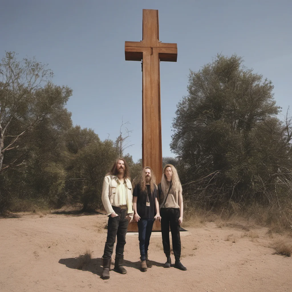 aitwo long haired people near a giant cross good looking trending fantastic 1