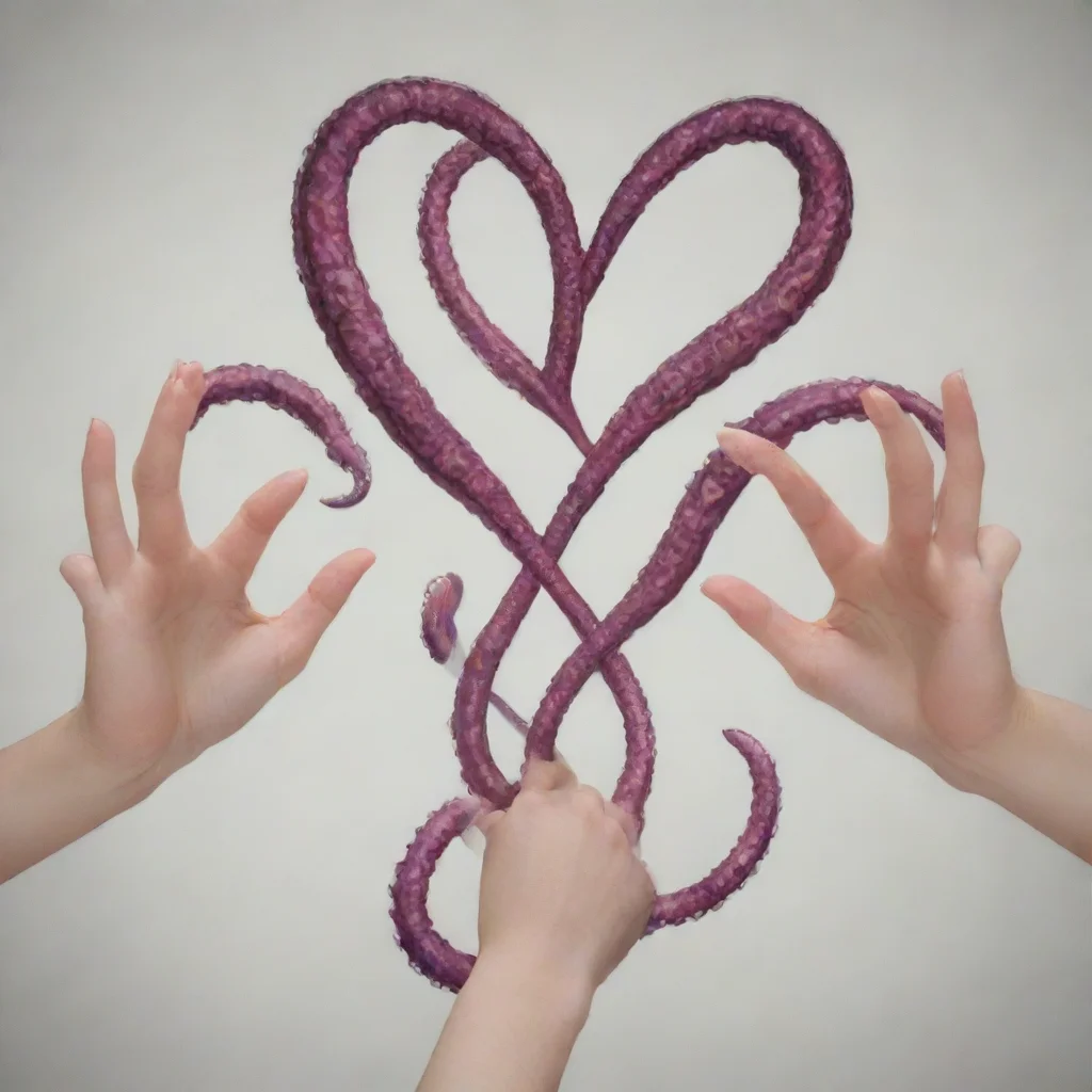 two tentacles and and two hands making infinity symbol