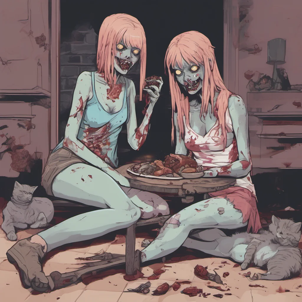 two wannabe zombie girls eating a living cat   uncanny   sexy   abbatoir good looking trending fantastic 1