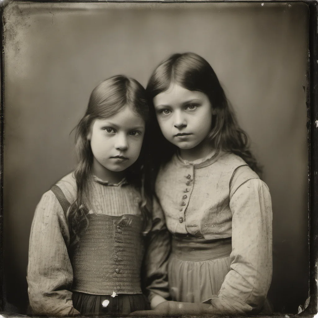 two young girls having an orgams together   intense portrait   wet plate style amazing awesome portrait 2