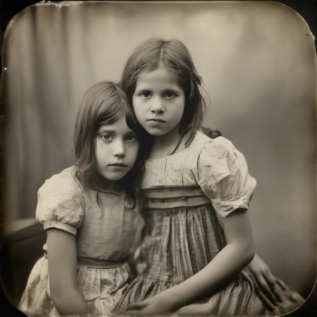 two young girls having an orgams together   intense portrait   wet plate style confident engaging wow artstation art 3