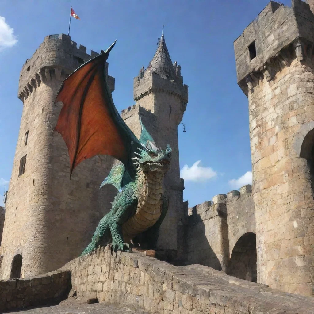 aium drag%C3%A3o sobrevoando um castelo