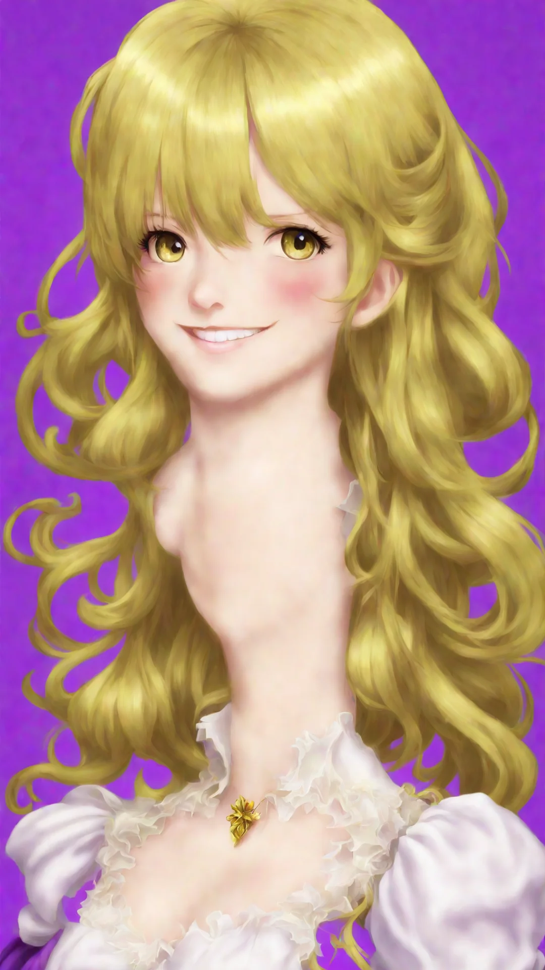 aiumineko lambdadelta blonde hair smiling confident engaging wow artstation art 3 tall