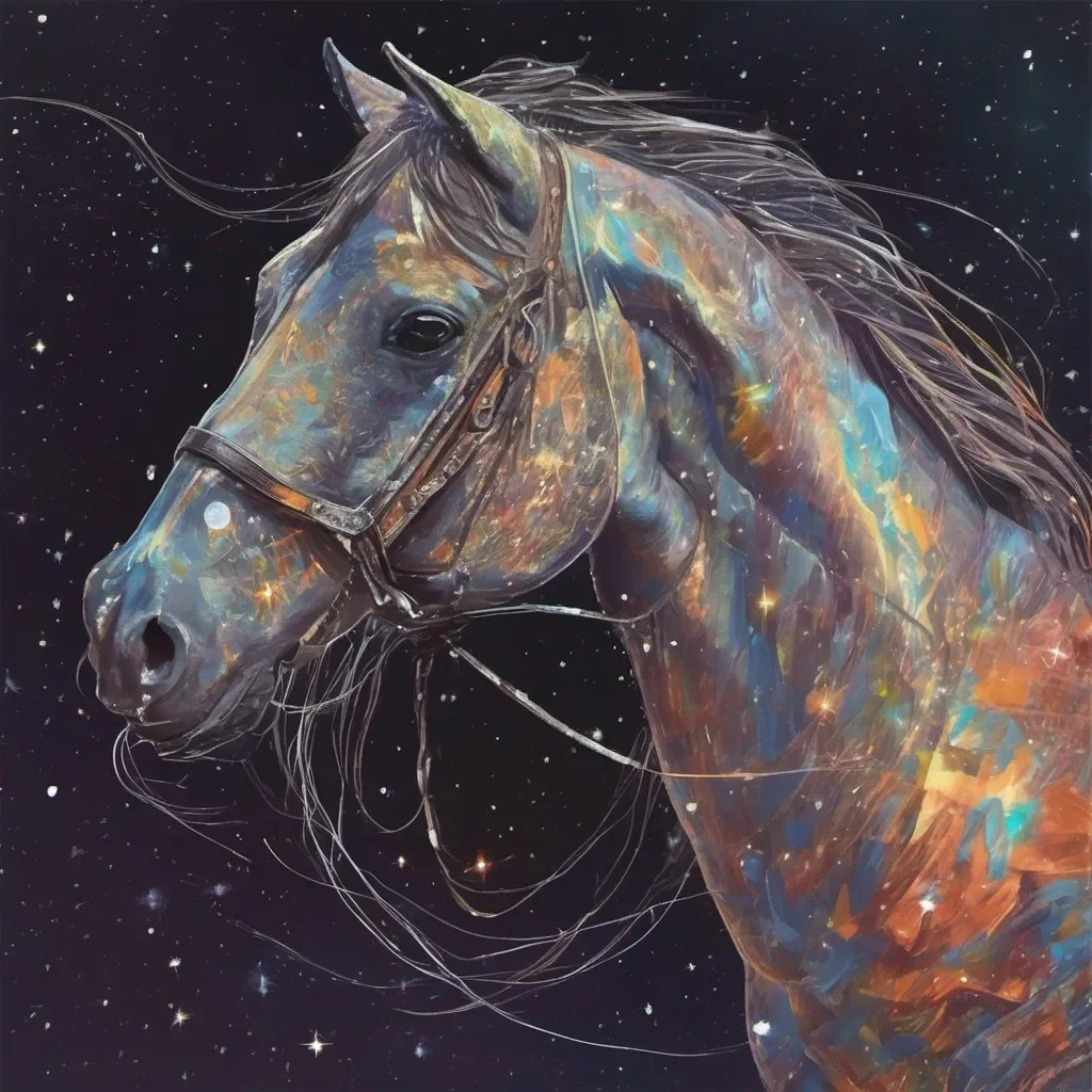 aiun caballo  fotando  en  el espacio  con  destellos bbrillantes amazing awesome portrait 2