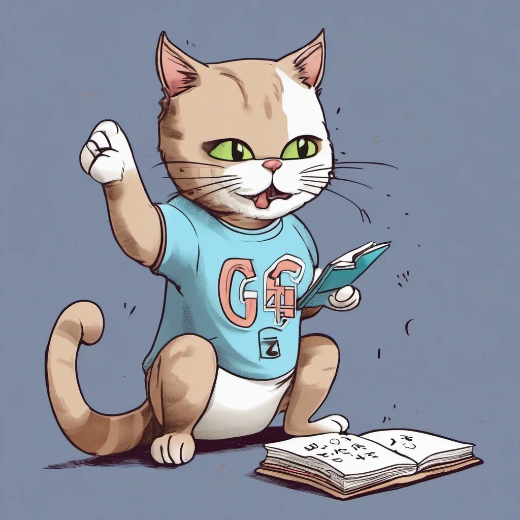 un gato con camiseta celeste sujetando la letra g en sus manos good looking trending fantastic 1