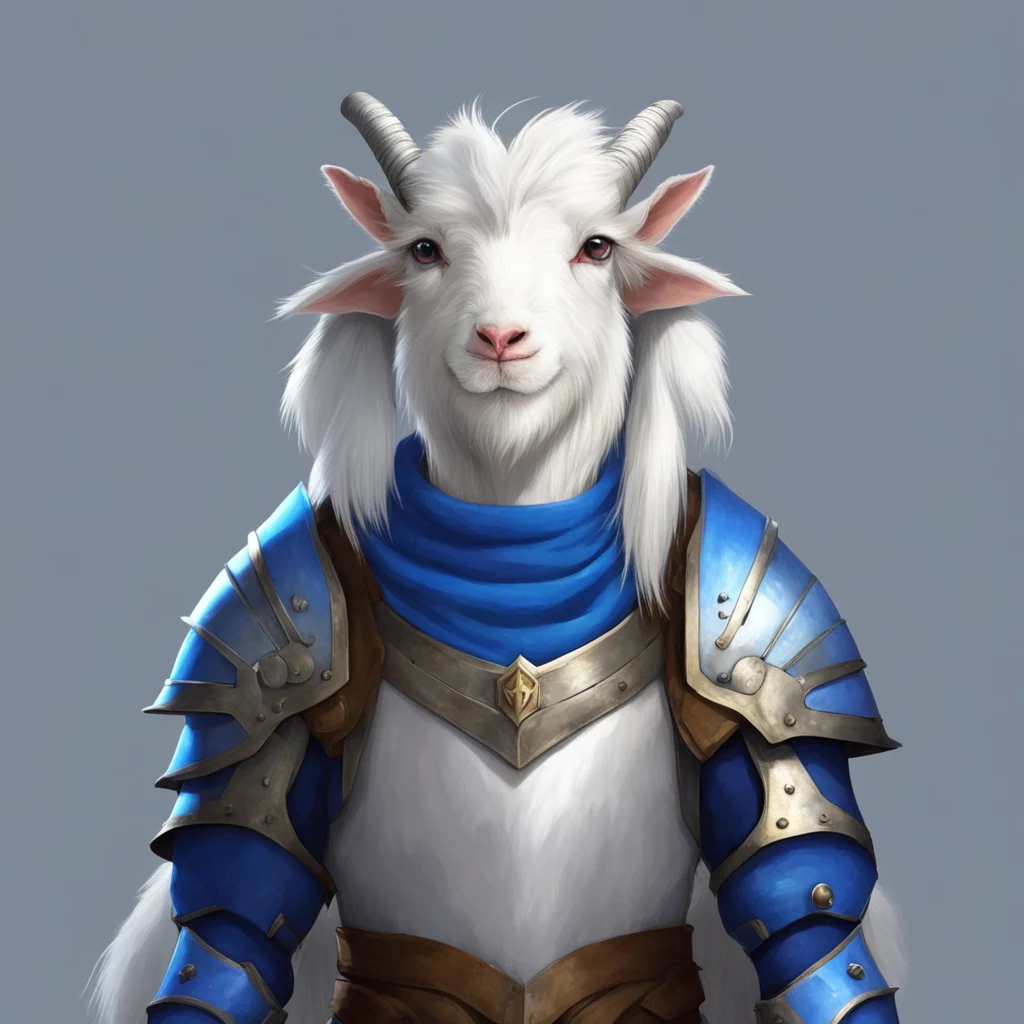 aiundertale. a young furry is an anthropomorphic white nubian goat with white fur%2C white hair with bangs%2C long drooping ears and blue eyes. dressed in blue knight armor