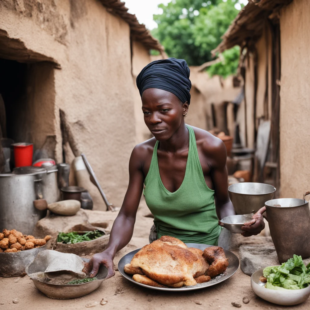 aiune femme noire faisant la cuisine dans un village africain  confident engaging wow artstation art 3