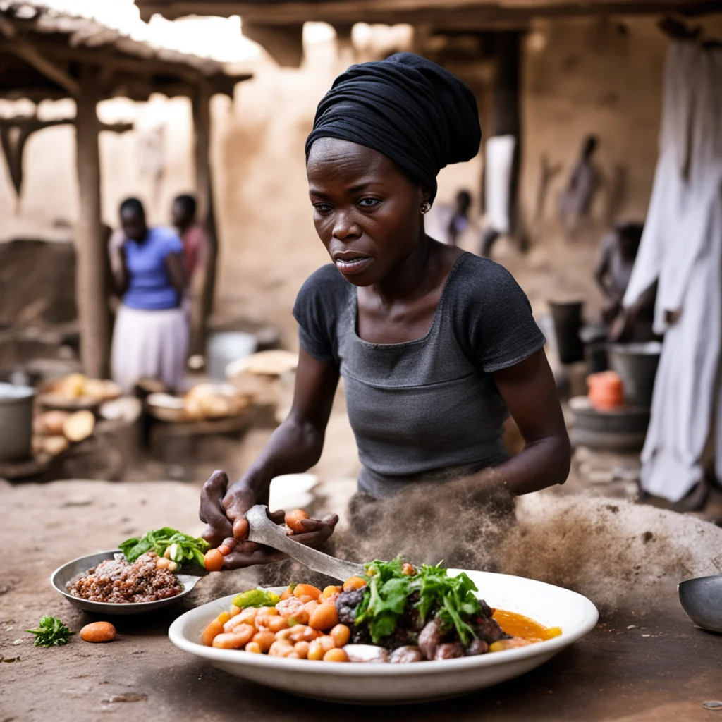 une femme noire faisant la cuisine dans un village africain  good looking trending fantastic 1