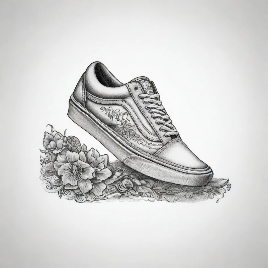 aivans oldskool shoe tattoos machine render %2C in the style of tattoo drawings%2C i can%27t believe how beautiful this is%2C minimalist monochromes%2C feminine sticker%2C white background.