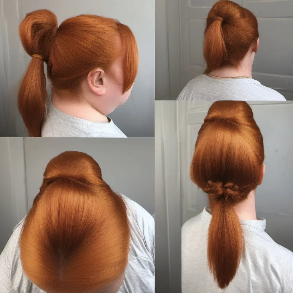 very chubby with a ginger ponytail