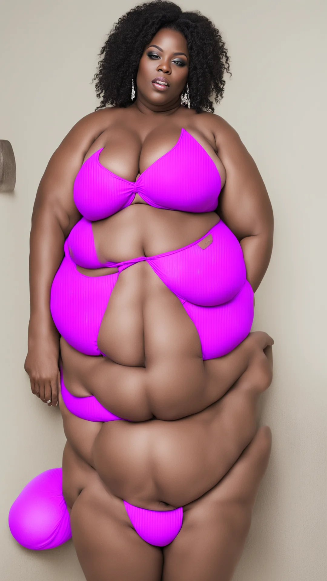 very fat ebony shemale wearing a purple bikini amazing awesome portrait 2 tall