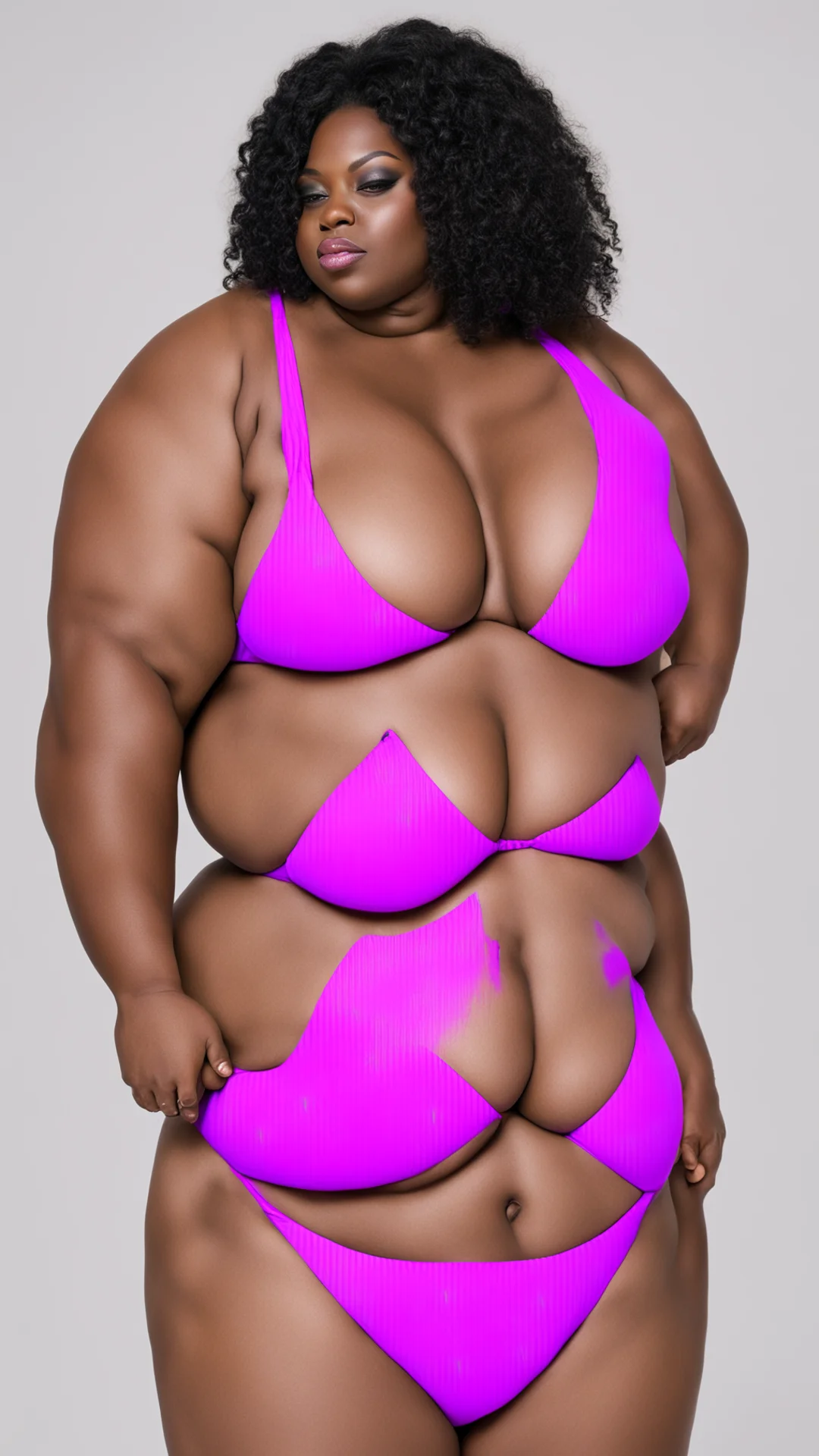 very fat ebony shemale wearing a purple bikini confident engaging wow artstation art 3 tall