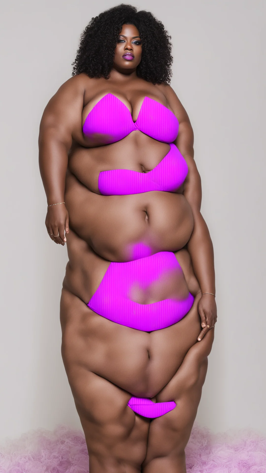 very fat ebony shemale wearing a purple bikini tall