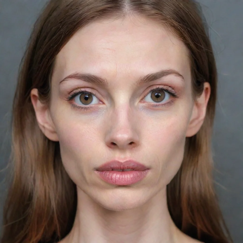 very skinny woman with bevelled lips
