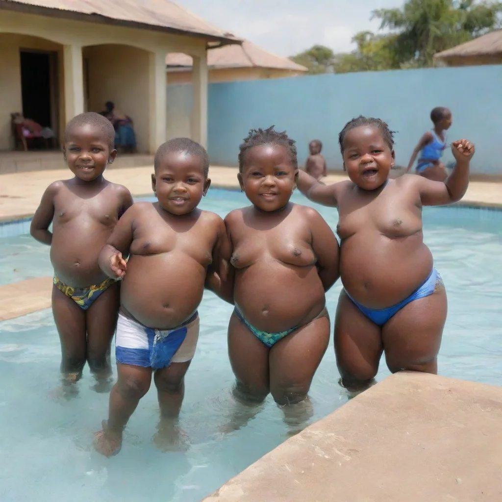aivery very very very obese african kids swimmingpool