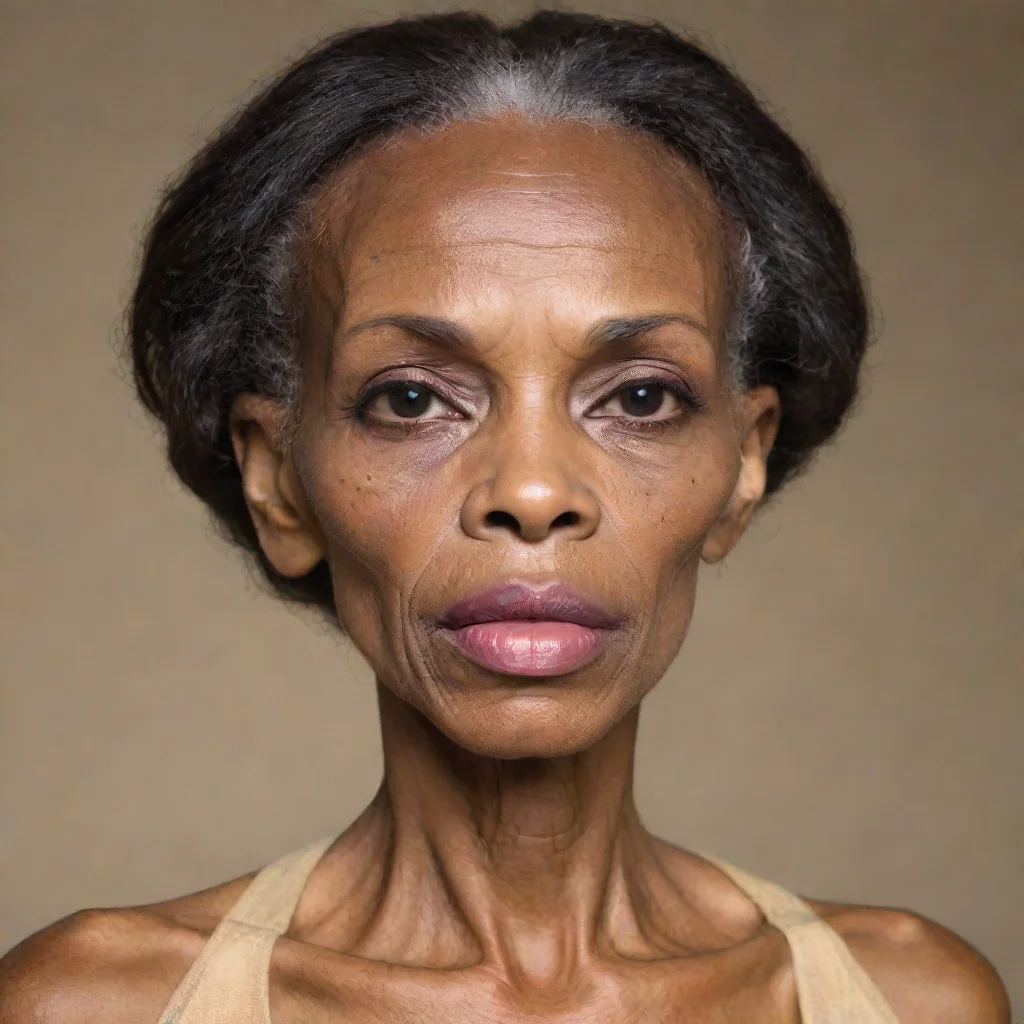 aivery very very very skinny boney old black woman face with big lips