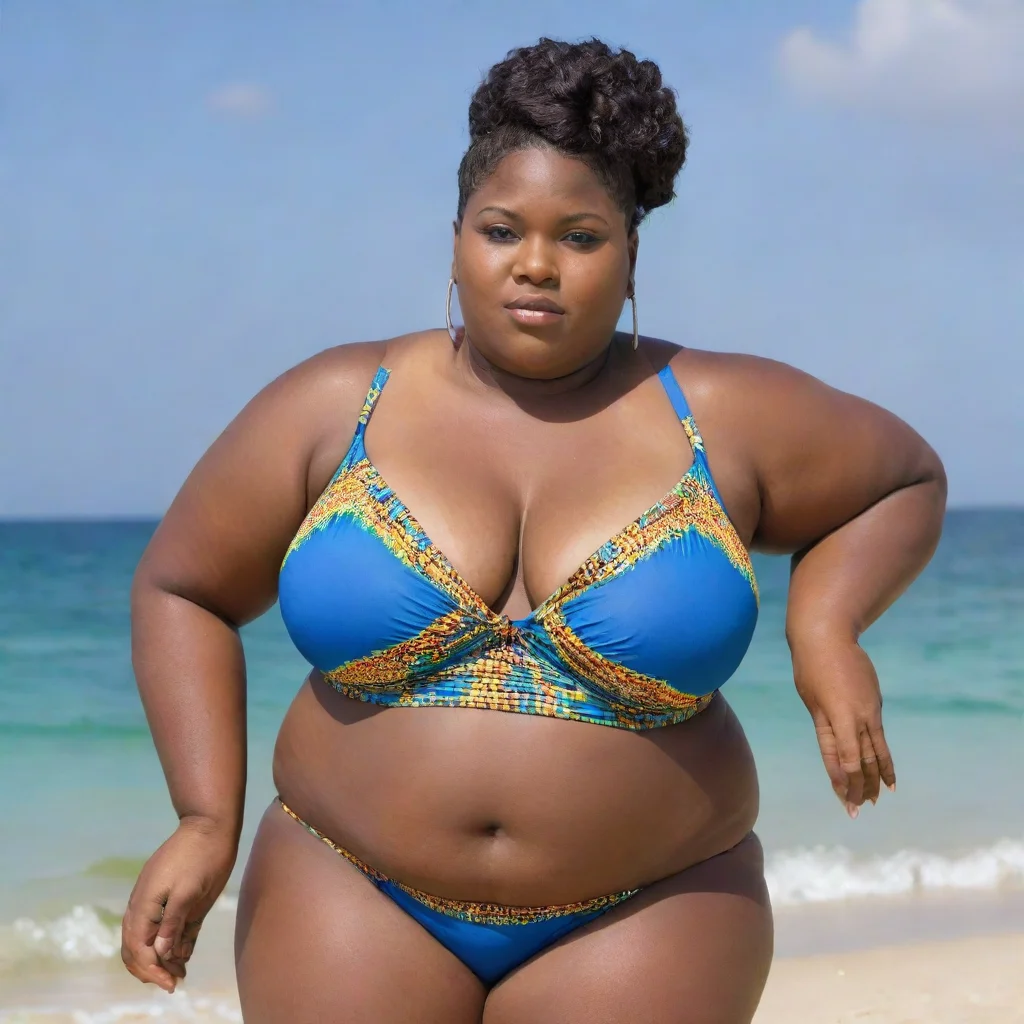 aivery wide extremely obese african woman in swimsuit