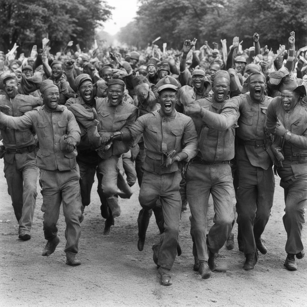 victorious soldiers celebrate