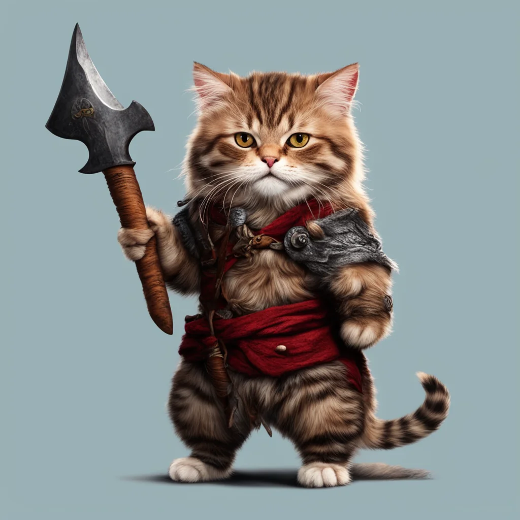 aiviking cat with axe confident engaging wow artstation art 3